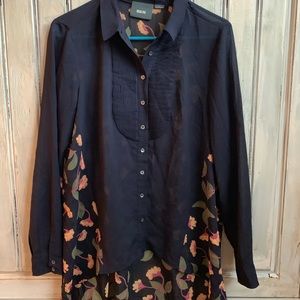Anthropologie MAEVE Sheer Hi Low Button Up E1